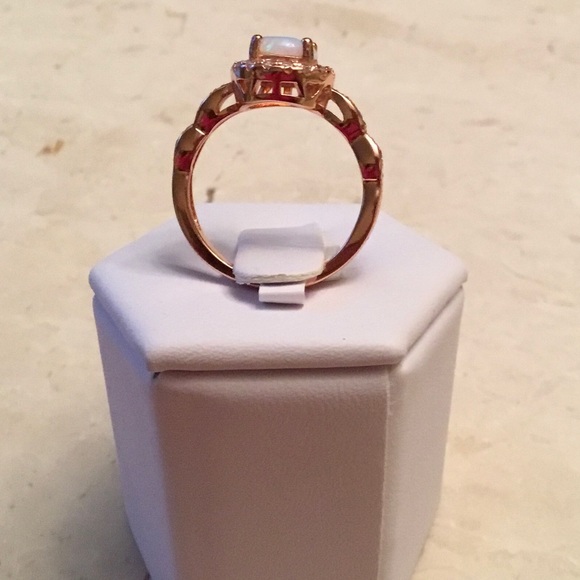 Sale $18! Rose Gold Plated over .925 Sterling Silver Lab created Opal Ring - Picture 11 of 16